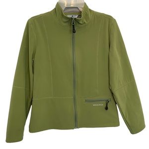 Woolrich Zip Up Fleece Lined Zipped Pocket Soft Shell Jacket Women Size XS Green